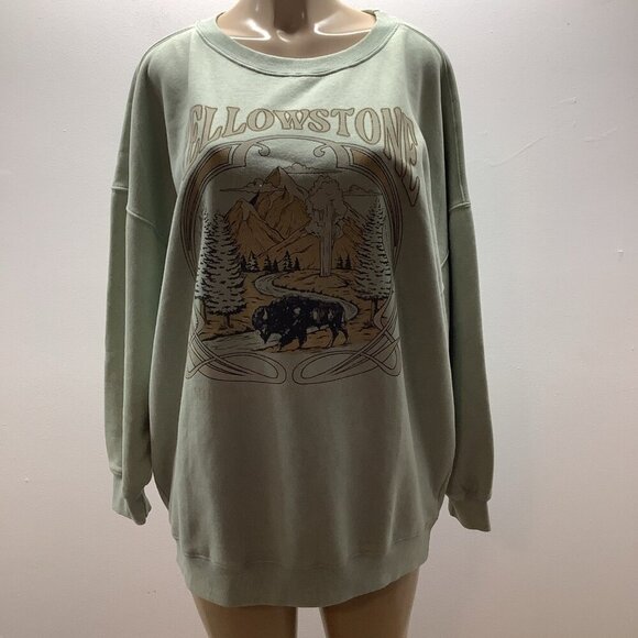 Mighty Fine Yellowstone Size Large Montana Wyoming Idaho Sweatshirt. New - Picture 1 of 7